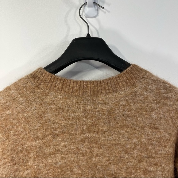 & Other Stories tan wool mohair blend button front cardigan, pockets, small - Picture 6 of 7